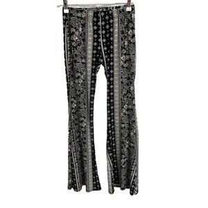Vibe‎ Juniors Med Black White Flared Knit Pants Festival BOHO Hippie Y2K 90's
